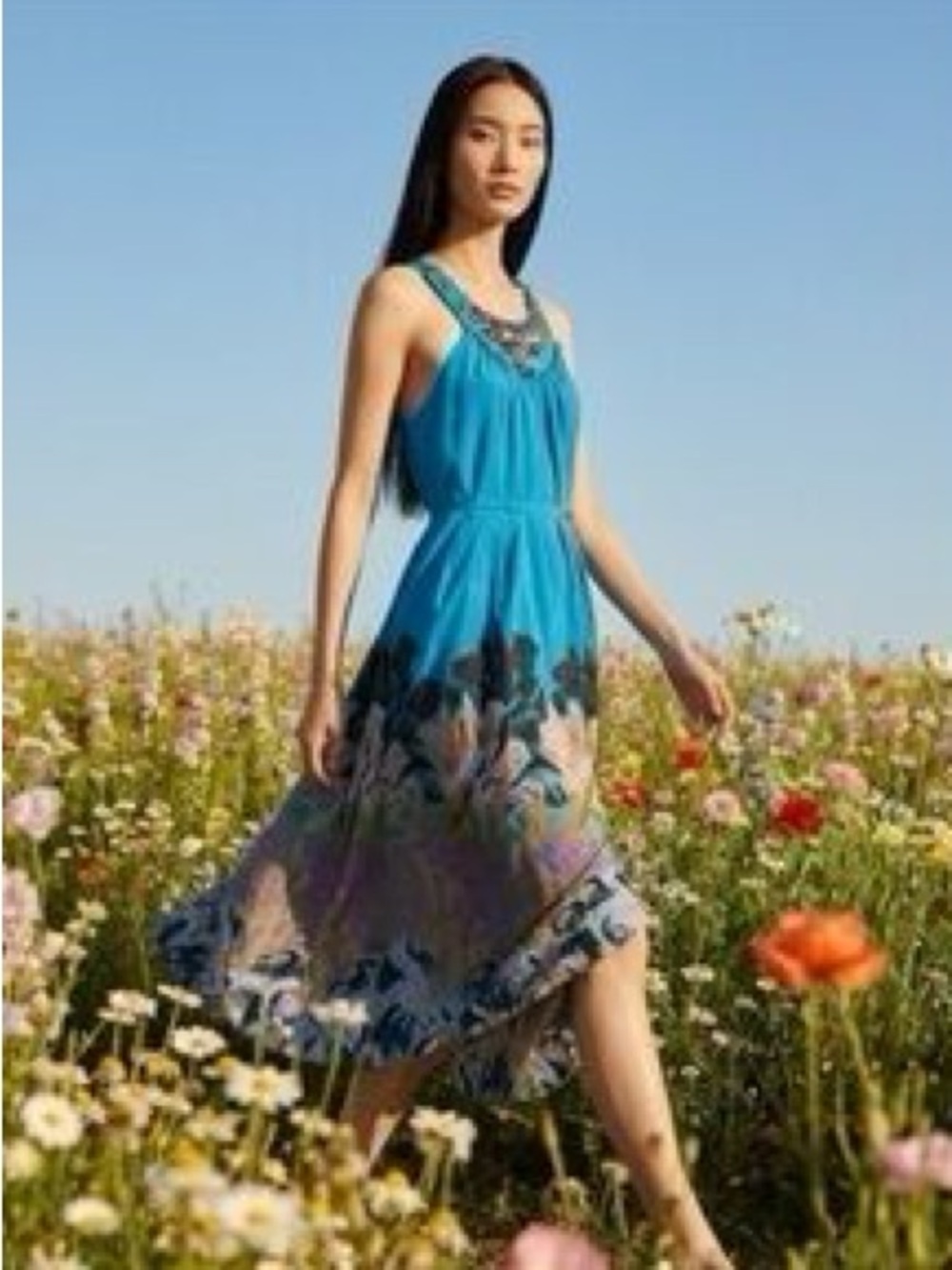 Anthropologie Moulinette Soeurs Island Nightfall Beaded 100% Silk Dress Size 10